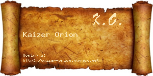 Kaizer Orion névjegykártya